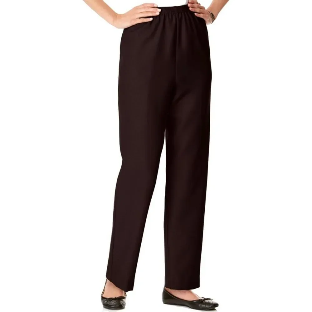 Alfred Dunner Womens Brown Solid Pocketed Dress Pants NWT
